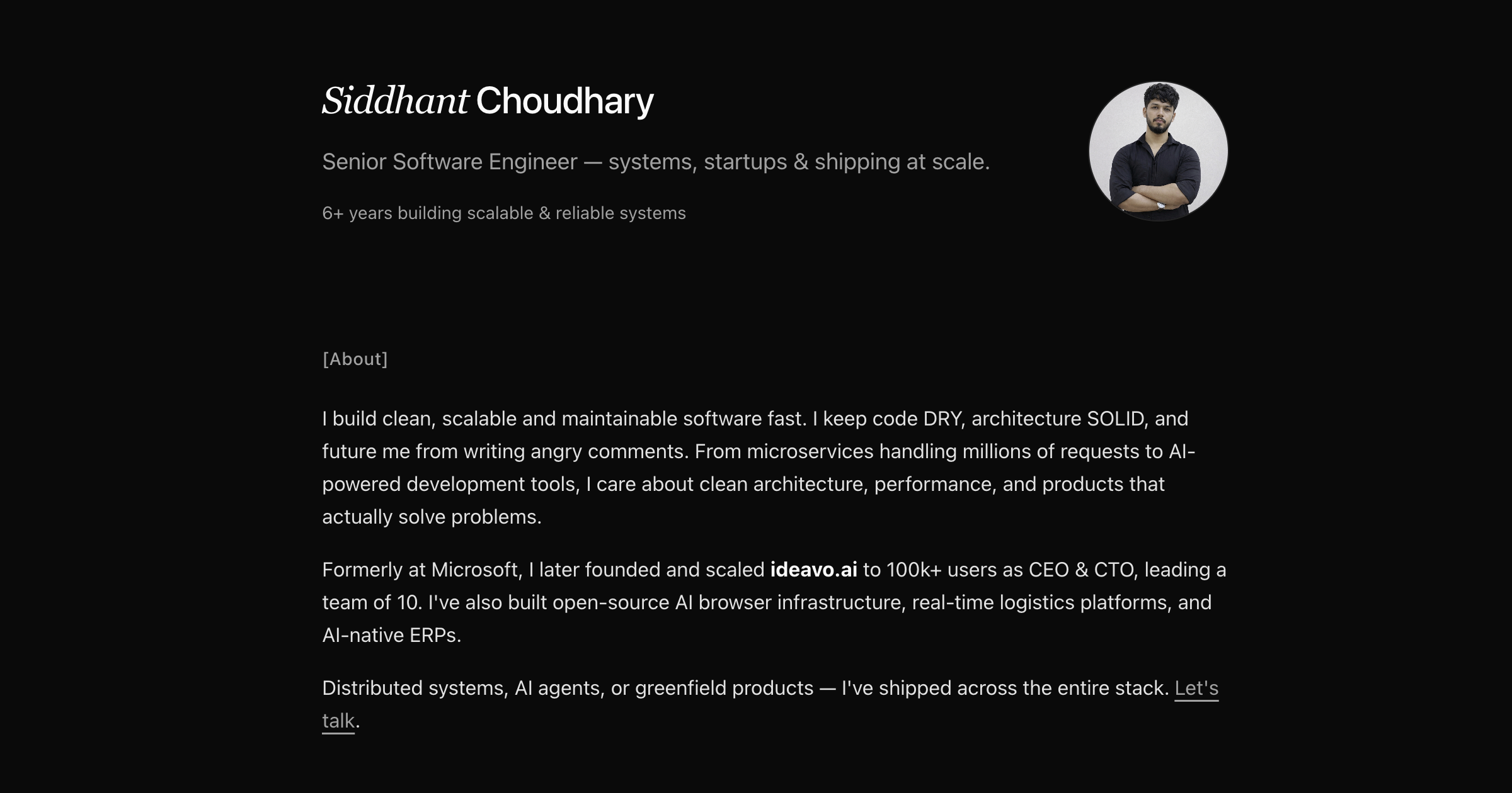 Siddhant Choudhary — Senior Software Engineer